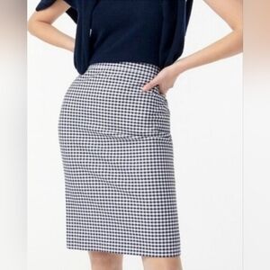 J. Crew Blue and White Gingham No.2 Pencil Skirt Size 2